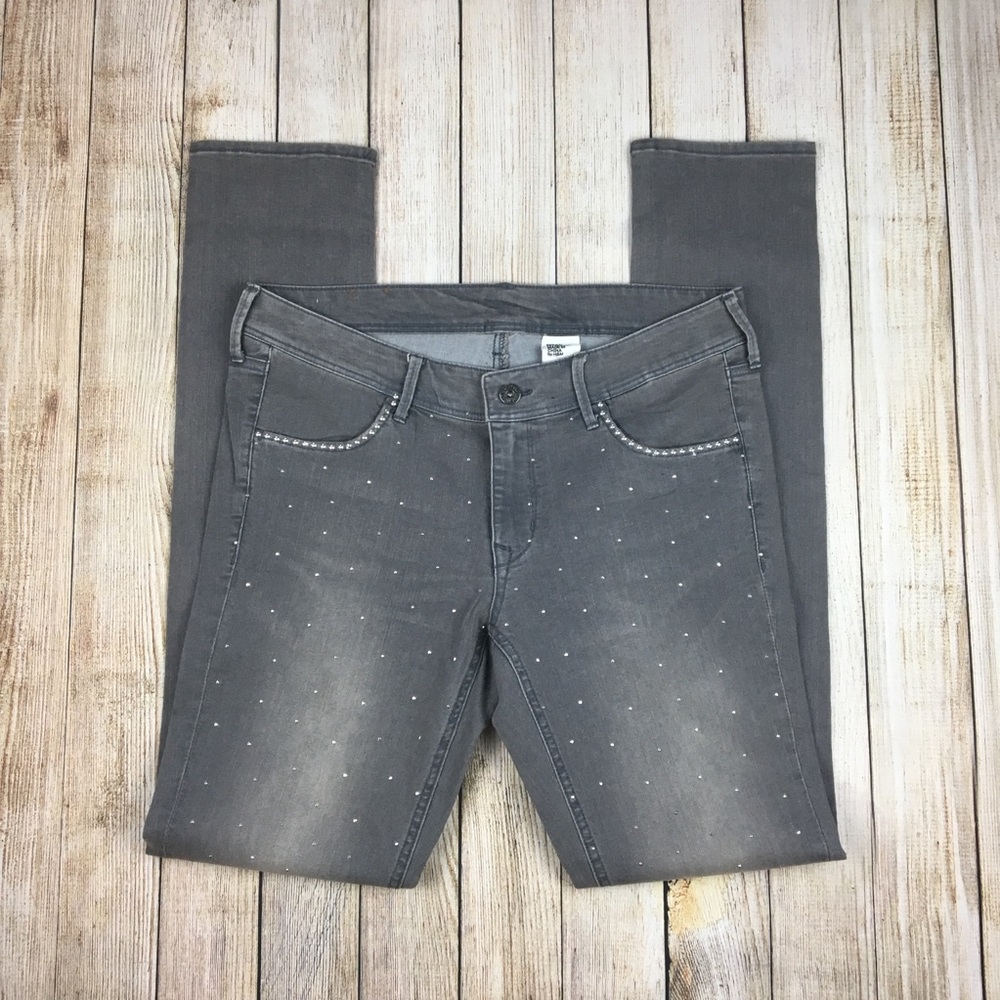 🌟H&M &denim grey sparkly silver studded  jeans